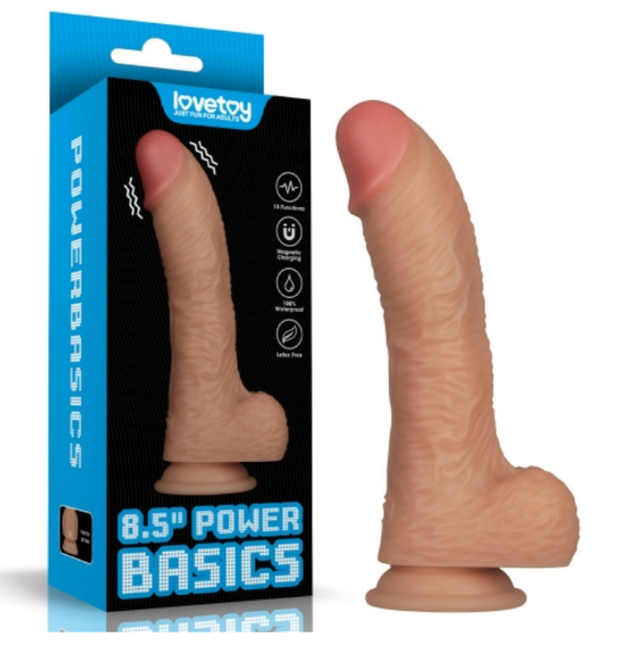 תמונה של דילדו רוטט ונטען עם כוס יניקה 21 ס״מ – Power Basics