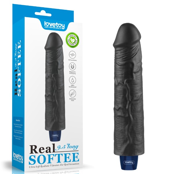 תמונה של דילדו שחור רוטט 21 ס"מ ונטען SOFTEE